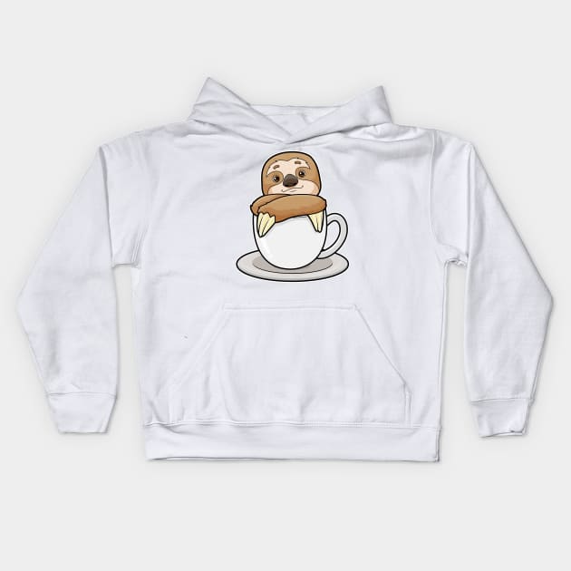 Sloth with Cup of Coffee Kids Hoodie by Markus Schnabel